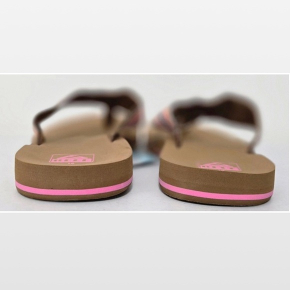 New Reef Flip Flops Womens Size 10 Slip On Brown Pink Stripe Beach NWT - Picture 12 of 16